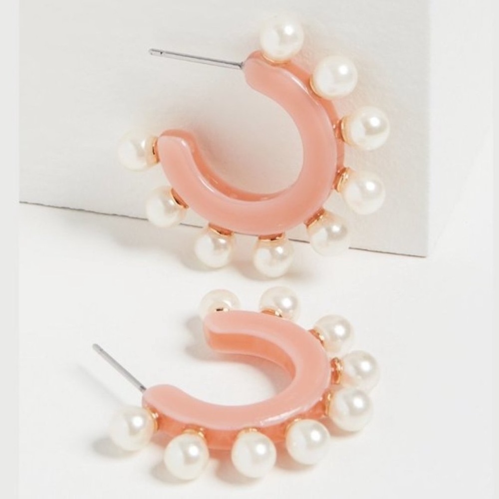 Lele Sadoughi Pearl Huggie Hoop Earrings